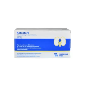Vista frontal de una caja de Ketosteril.