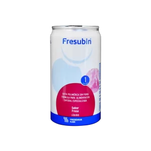 Vista frontal de una lata de Fresubin sabor fresa.