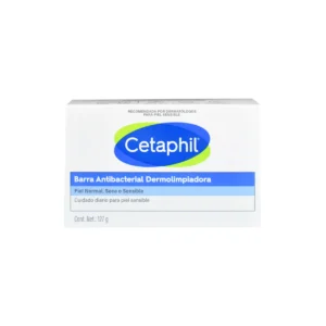 Vista frontal de una caja de Cetaphil Barra Antibacterial Dermolimpiadora.