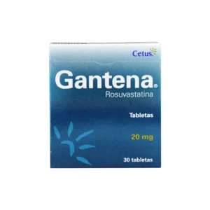 Vista frontal de una caja de Gantena de 20mg.