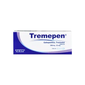 Vista frontal de una caja de Tremepen.