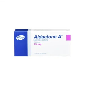 Vista frontal de una caja de Aldactone A.