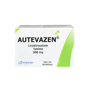 Vista frontal de una caja de Autevazen 500mg 60tab.