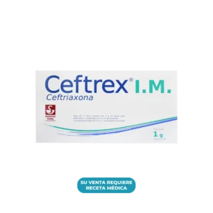Vista frontal de una caja de Ceftrex I.M.
