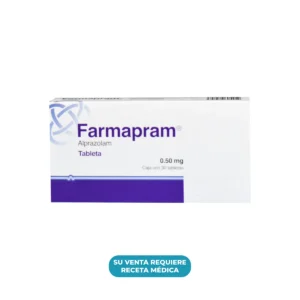 Vista frontal de una caja de Farmapram 0.50mg.