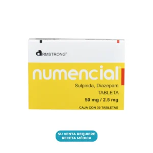 Vista frontal de una caja de Numencial 30 comprimidos.