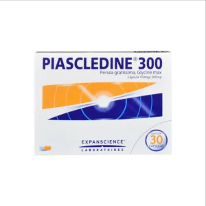 Vista frontal de una caja de Piascledine 300 con 30 cápsulas.