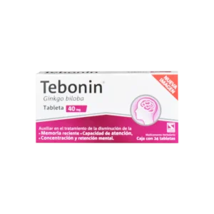 Vista frontal de una caja de Tebonin 40mg.