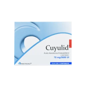 Vista frontal de una caja de Cuyulid 4 comprimidos.