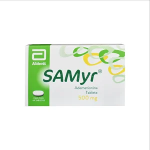 Vista frontal de una caja de Samyr.