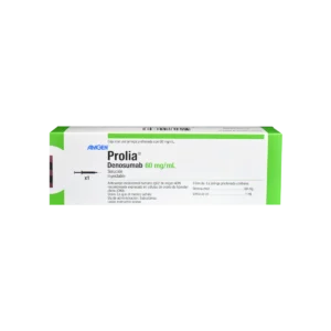 Vista frontal de una caja de Prolia.