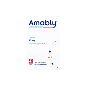 Vista frontal de una caja de Amably.