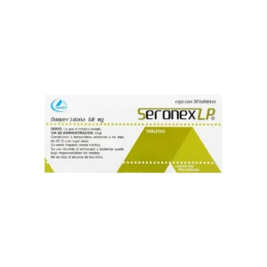 Vista frontal de una caja de Seronex LP.