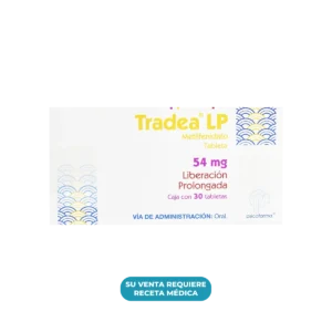Vista frontal de una caja de Tradea LP 54mg.