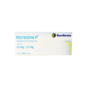Vista frontal de una caja de Incresina P 25-15mg.