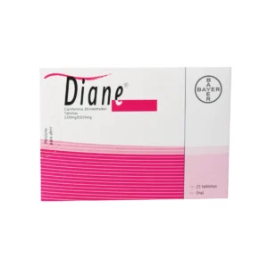 Vista frontal de una caja de Diane.