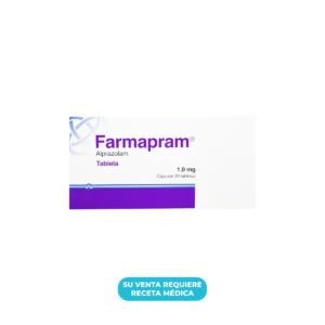 Vista frontal de una caja de Farmapram 1mg.