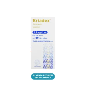 Vista frontal de una caja de Kriadex