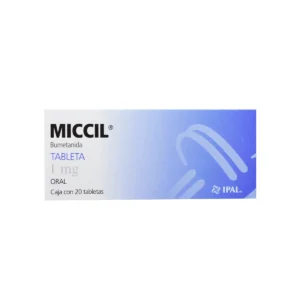 Vista frontal de una caja de Miccil.